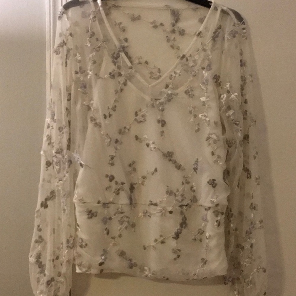 White House black market Medium floral, long sleeve with built-in camisole